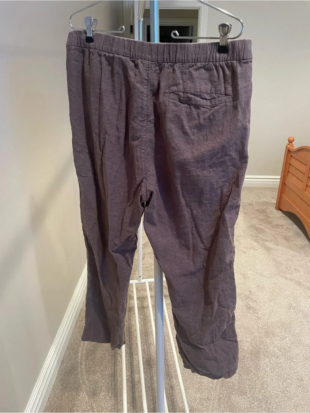 H&M Men's Linen-Blend Drawstring Pants in Dark Brown